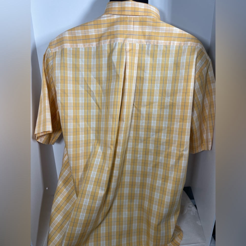 LL Bean Shirt Plaid Yellow Men L-Reg Traditional Fit - Picture 3 of 4